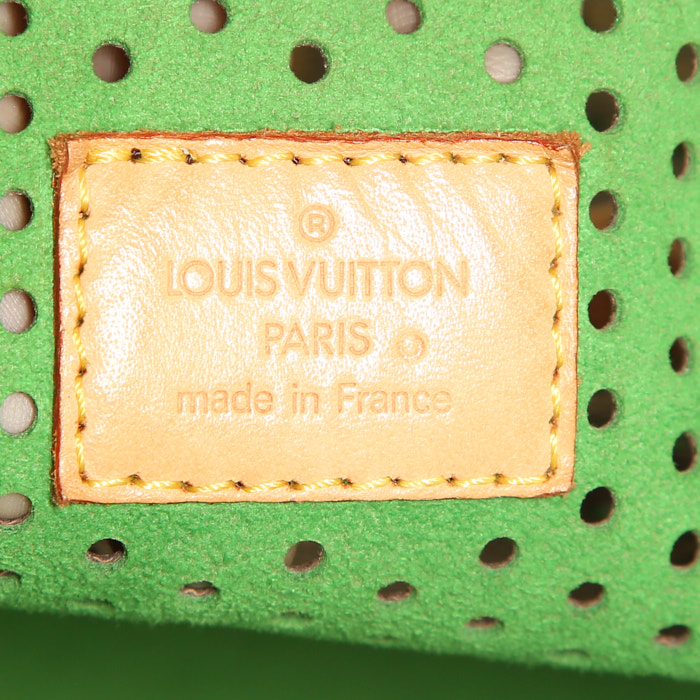 Louis Vuitton Speedy Editions Limitées handbag in brown and green monogram canvas and natural leather - Detail D3