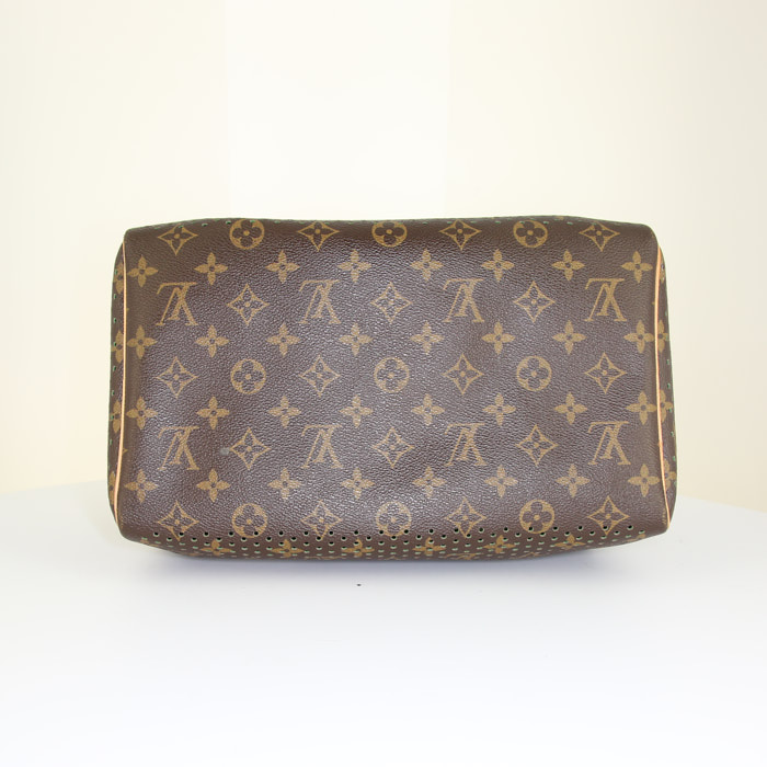 Louis Vuitton Speedy Editions Limitées handbag in brown and green monogram canvas and natural leather - Detail D4