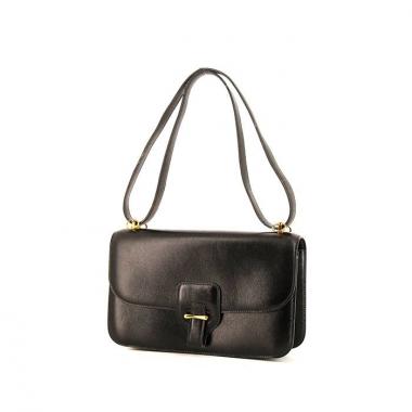 Sac à main Hermès Dolly en cuir box noir