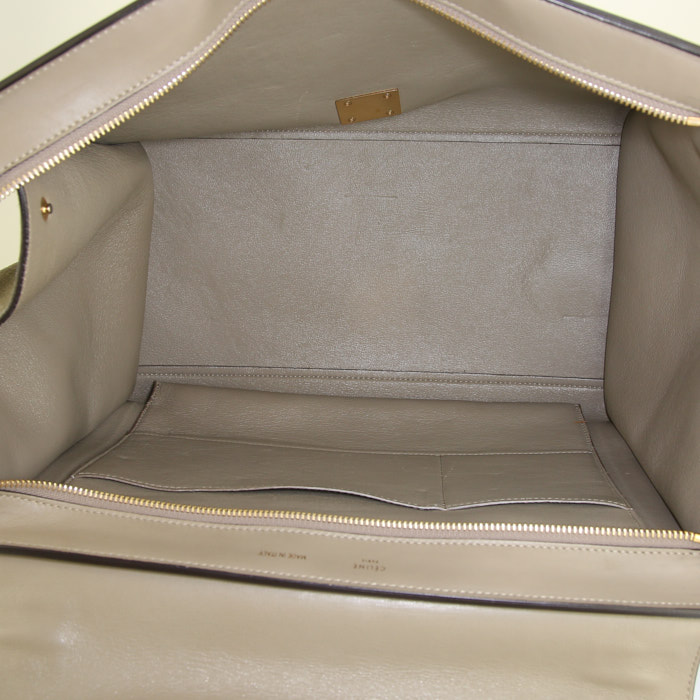 Borsa Celine Trapeze modello grande in pelle color talpa e camoscio color talpa - Detail D2