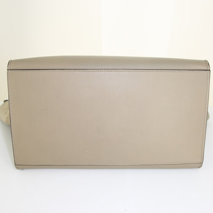 Borsa Celine Trapeze modello grande in pelle color talpa e camoscio color talpa - Detail D4