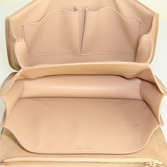 Celine  Classic Box handbag  in beige lizzard - Detail D2