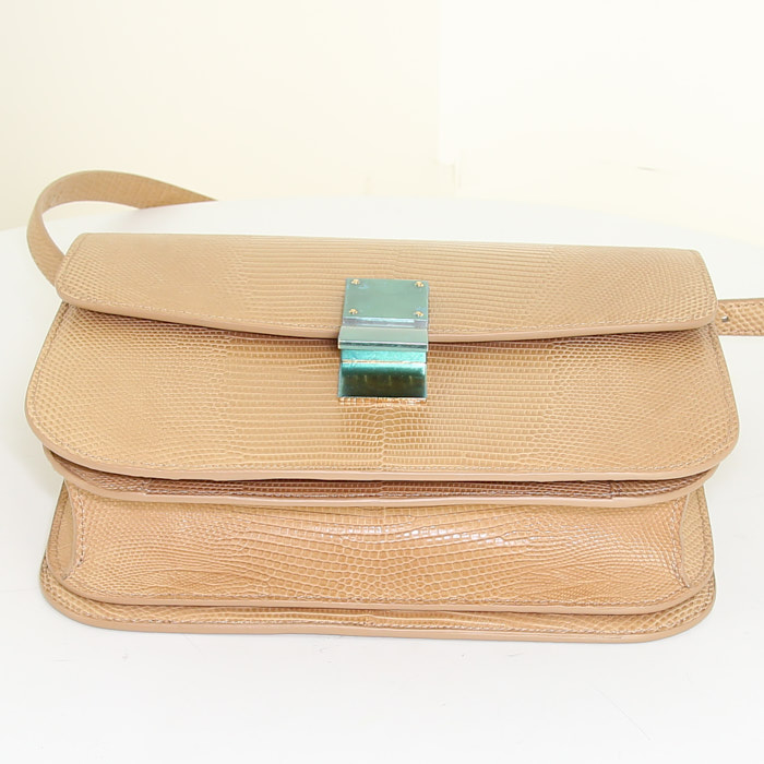 Celine  Classic Box handbag  in beige lizzard - Detail D4