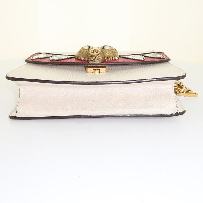 Gucci Bamboo handbag in white leather - Detail D5