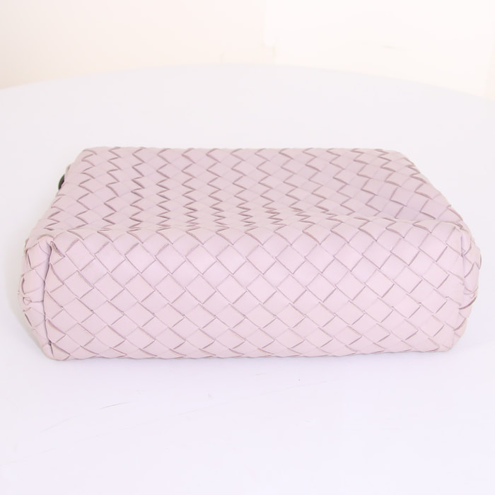 Borsa Bottega Veneta Olimpia modello piccolo in pelle intrecciata rosa pallido - Detail D5