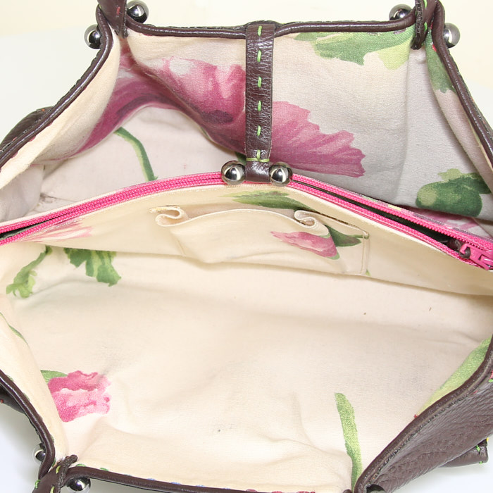 Borsa Renaud Pellegrino in pelle martellata marrone - Detail D2