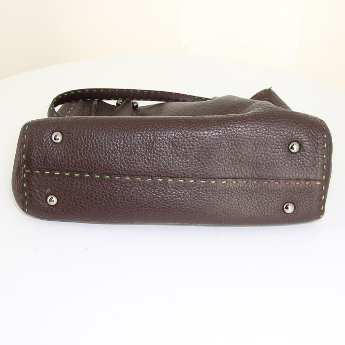 Borsa Renaud Pellegrino in pelle martellata marrone - Detail D4