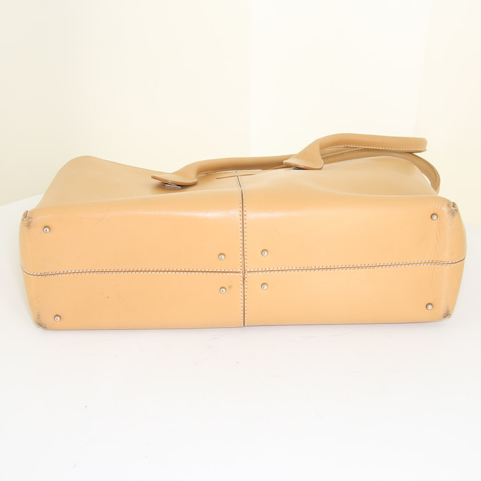 Tod's D-Bag shopping bag in beige leather - Detail D5