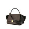 Celine Trapeze medium model handbag in grey leather and brown suede - 00pp thumbnail