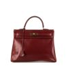Hermes Kelly 35 cm handbag in burgundy box leather - 360 thumbnail