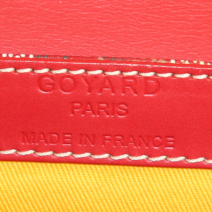 Sac à main Goyard Saigon en toile Goyardine et cuir rouge - Detail D3