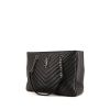 Shopping bag Saint Laurent College in pelle trapuntata a zigzag nera con motivo a spina di pesce - 00pp thumbnail