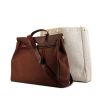Hermes Herbag handbag in brown canvas and brown Brulé leather - 00pp thumbnail