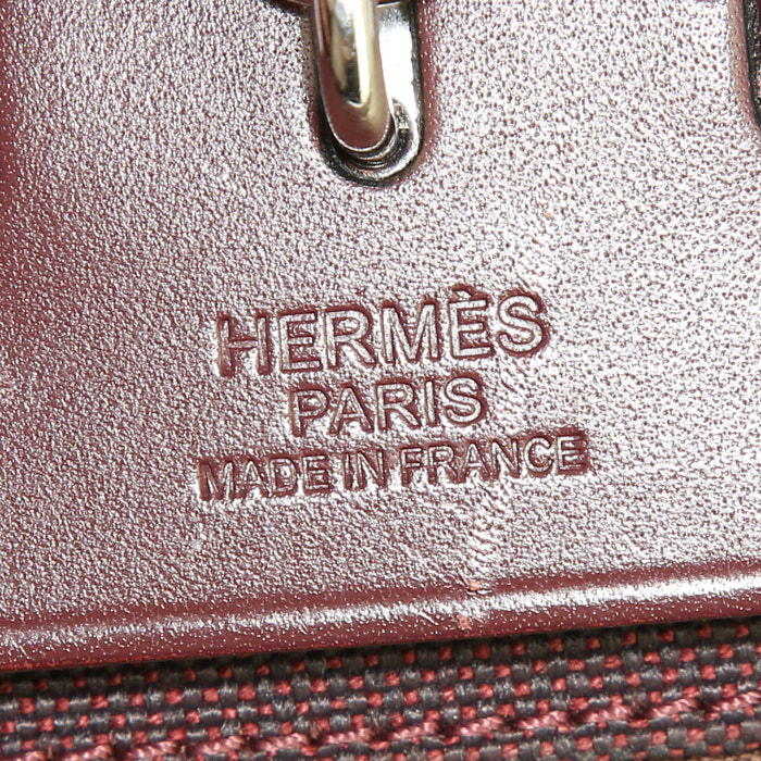 Hermes Herbag bag in purple leather and purple canvas - Detail D3