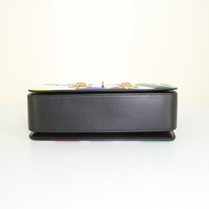 Versace Icone shoulder bag in white, blue, green and red leather and black leather - Detail D4