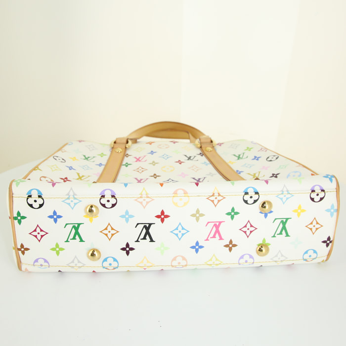 Sac Louis Vuitton en toile monogram multicolore et cuir naturel - Detail D4