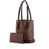 Louis Vuitton Bucket shopping bag in ebene damier canvas and brown leather - 00pp thumbnail