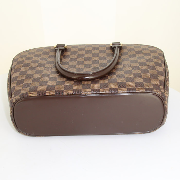Louis Vuitton Sarria handbag in brown damier canvas and brown leather - Detail D4