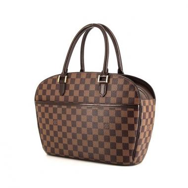 Borsa Louis Vuitton Sarria in tela a scacchi marrone e pelle marrone