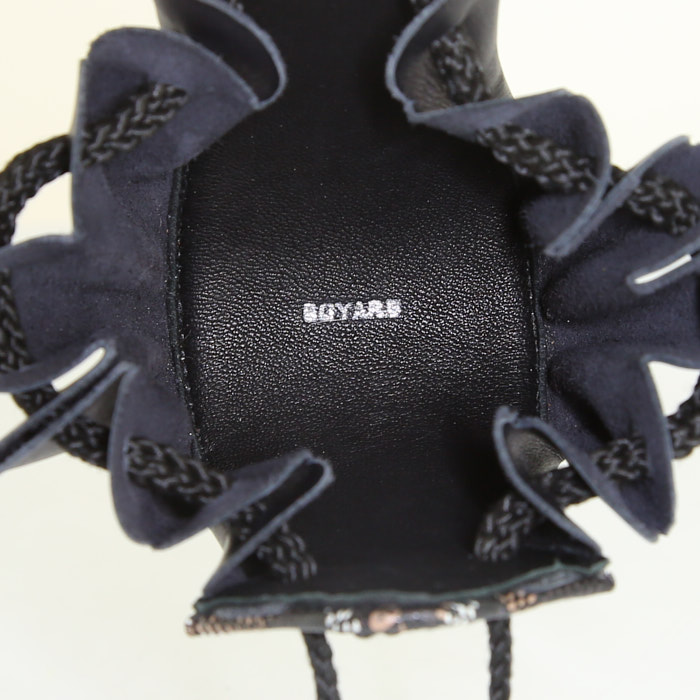 Porte-monnaie Goyard petit en toile monogram noire et cuir noir - Detail D1