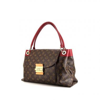 Borsa a spalla Louis Vuitton Olympe in tela monogram cerata e pelle rossa