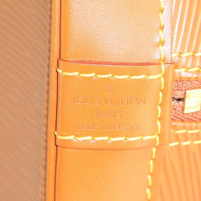 Bolso de mano Louis Vuitton Alma en cuero Epi marrón - Detail D3
