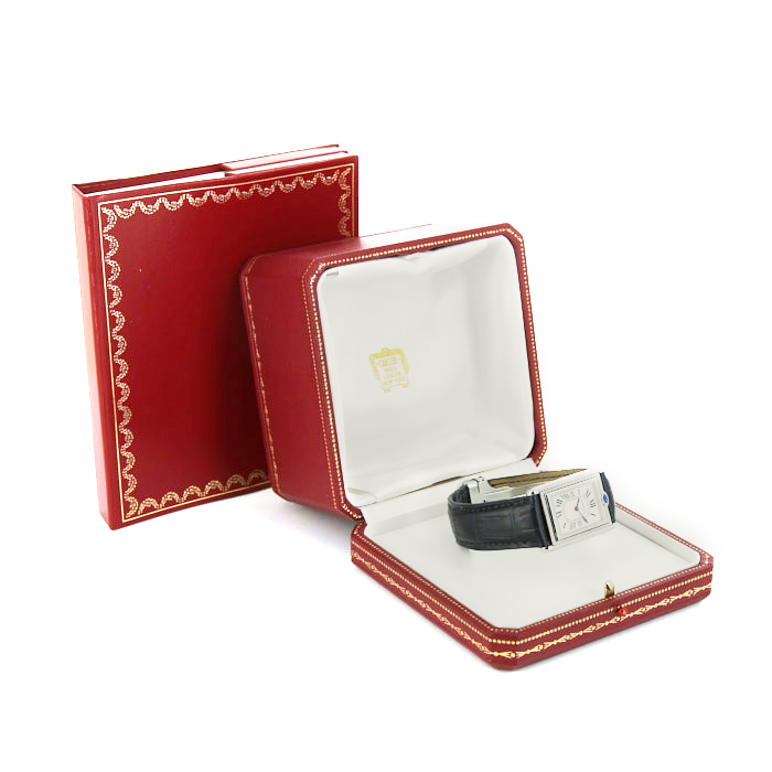 Montre Cartier Tank Basculante en acier Ref : 2390 Vers 1990 - Detail D2