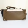 Borsa Celine Luggage Micro in pelle bianca e marrone e camoscio blu scuro - Detail D4 thumbnail