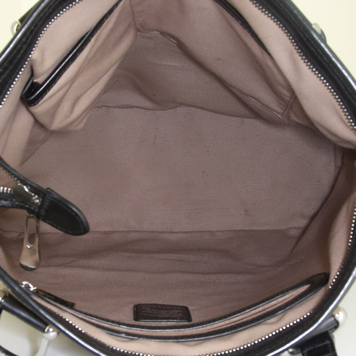 Bolso Cabás Burberry en lona Haymarket beige y cuero negro - Detail D2