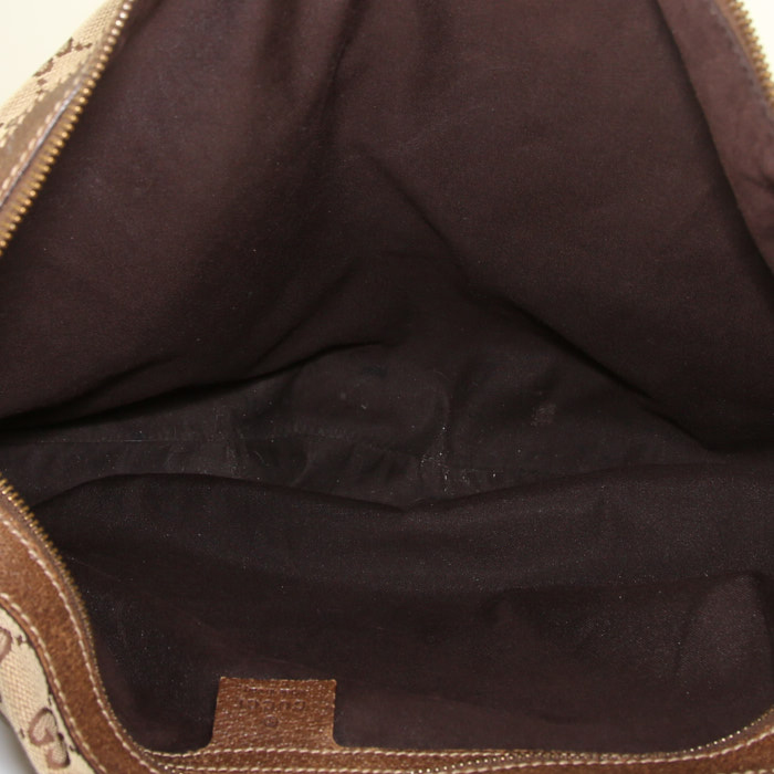 Borsa a tracolla Gucci Pelham in tela monogram grigia con decoro di borchie e pelle marrone - Detail D2