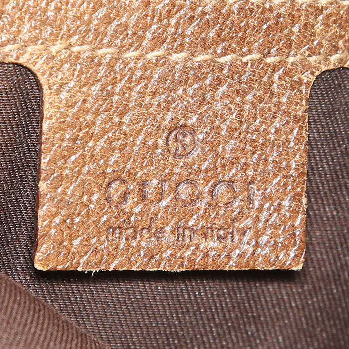 Bolso bandolera Gucci Pelham en lona Monogram gris y cuero marrón - Detail D3