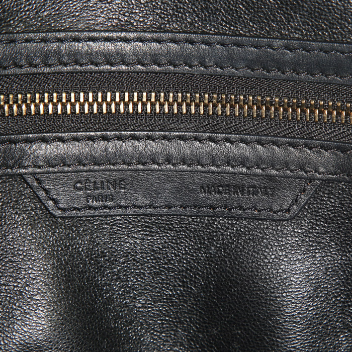 Borsa Celine Luggage in pelle beige e nera e camoscio blu - Detail D3