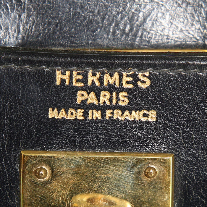 Borsa Hermes Kelly 32 cm in pelle box blu marino - Detail D4