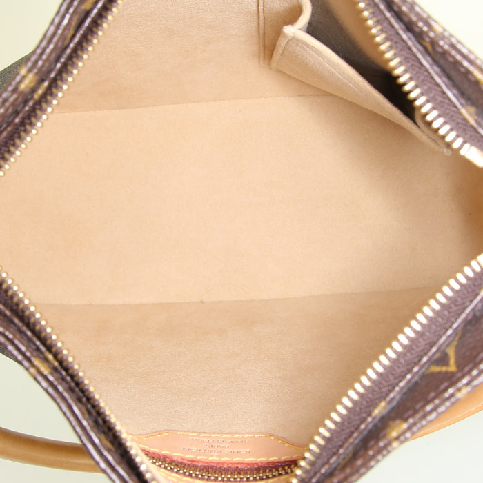 Bolso de mano Louis Vuitton Looping en lona Monogram marrón y cuero natural - Detail D2