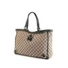 Gucci Abbey shopping bag in beige monogram canvas and green leather - 00pp thumbnail