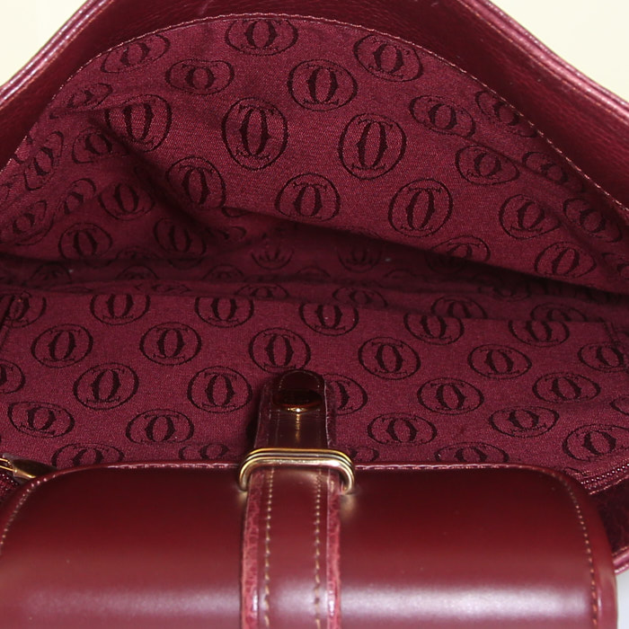 Cartier Must De Cartier - Bag shoulder bag in red grained leather - Detail D2