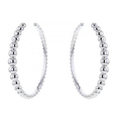 Paire de créoles Van Cleef 
Arpels Perlée grand modèle en or blanc