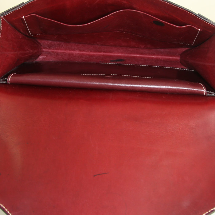 Pochette Hermès Faco en cuir box bordeaux - Detail D2