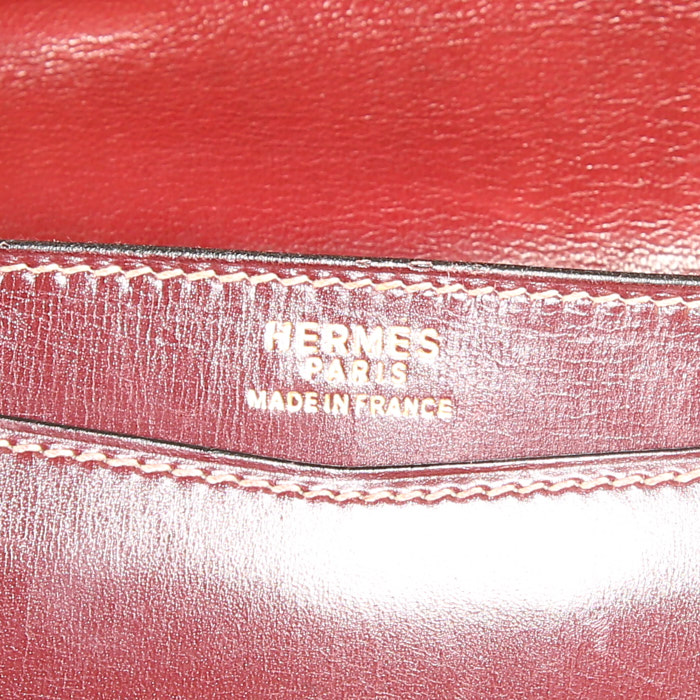 Pochette Hermès Faco en cuir box bordeaux - Detail D3