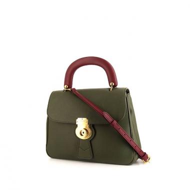 Borsa Burberry DK88 modello medio in pelle bicolore verde kaki e rosa