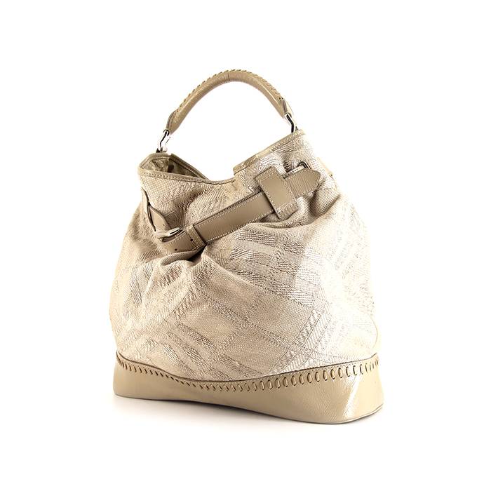 Bag Burberry Walden in beige canvas and patent leather - 00pp