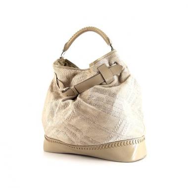 Bolso Walden en lona beige y charol