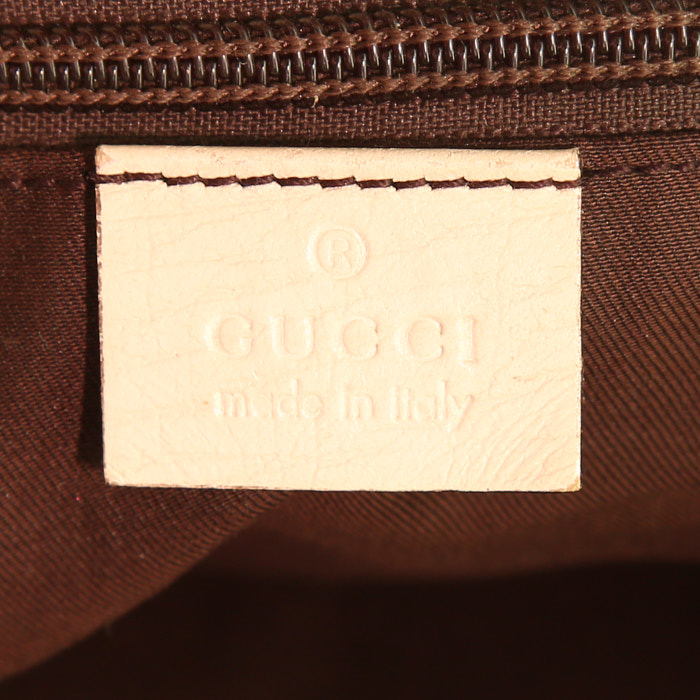 Shopping bag Gucci Joy in tela monogram beige e pelle bianca - Detail D3