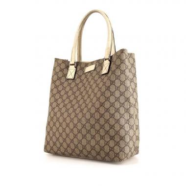 Shopping bag Gucci Joy in tela monogram beige e pelle bianca