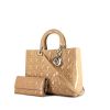 Dior Lady Dior large model handbag in beige patent leather - 00pp thumbnail