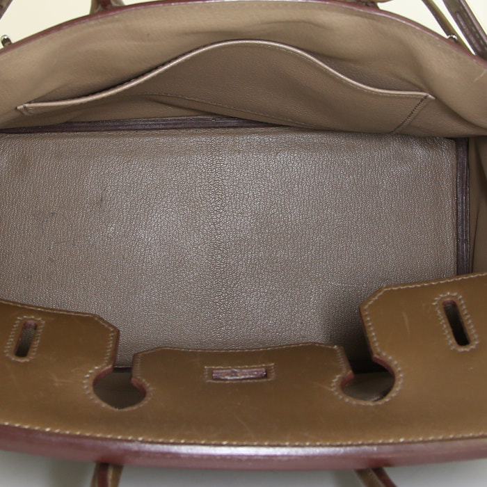 Sac Hermes Haut à Courroies en cuir box vert-olive - Detail D2