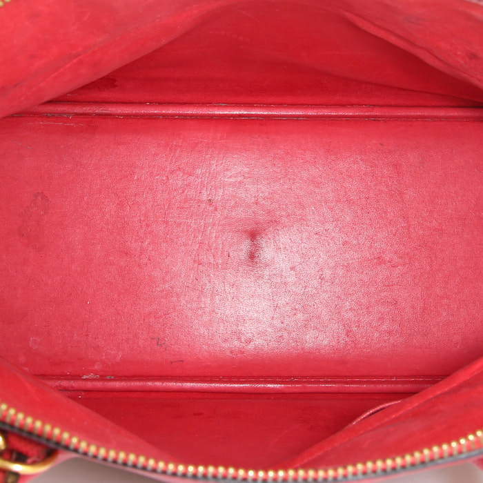 Sac à main Hermes Bolide 35 cm en cuir Courchevel rouge - Detail D3