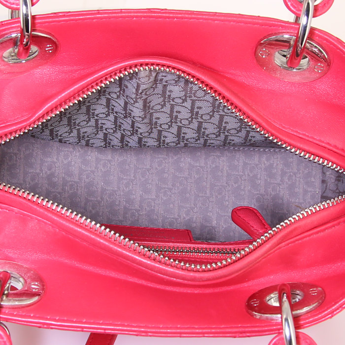 Borsa Dior Lady Dior modello medio in pelle cannage rossa - Detail D3