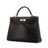 Hermes Kelly 32 cm bag worn on the shoulder or carried in the hand in black grained leather - 00pp thumbnail