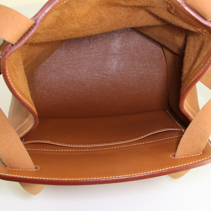 Mochila Hermès Sherpa en cuero color oro - Detail D2